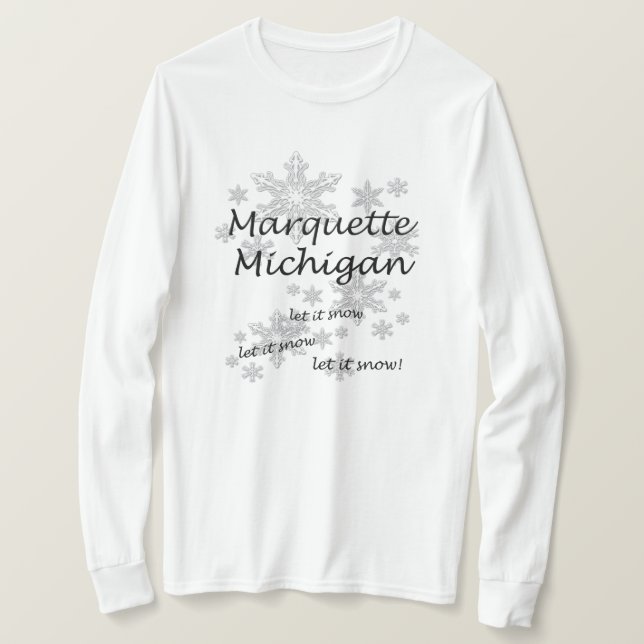 T-shirts Marquette Michigan Snowflake Snow Ladies (Frente do Design)