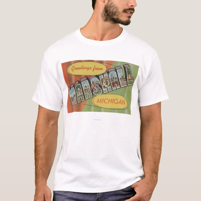 T-shirts Marshall, Michigan - grandes cenas da letra (Frente)