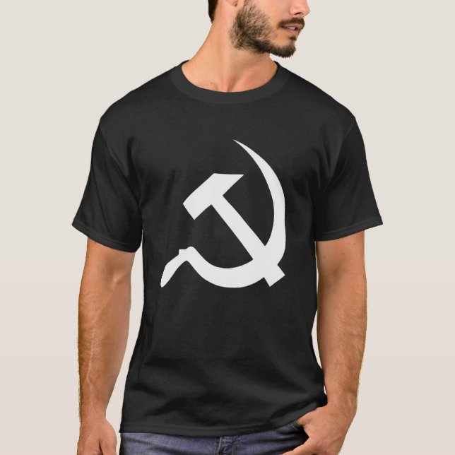 T-shirts Martelo branco & foice do estilo clássico no preto (Frente)