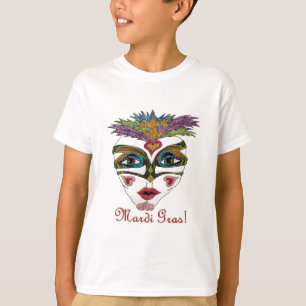 T-shirts Máscara Colorida Mardi Gras Glitter Feather