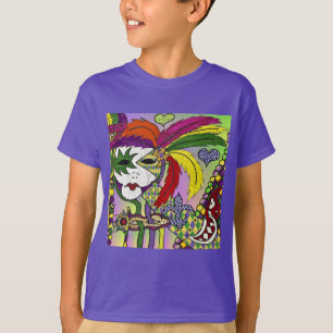 T-shirts Máscara de pena de Mardi Gras Psicodélica