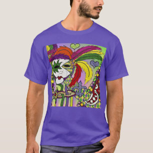 T-shirts Máscara de pena de Mardi Gras Psicodélica