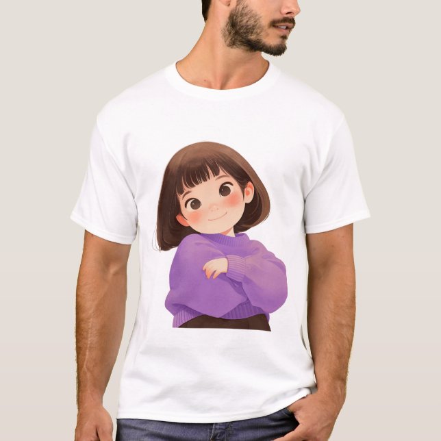T-Shirts masculinas de menina confiante (Frente)