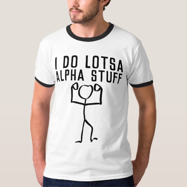 T-shirts Masculinas Engraçadas, ALPHA MALE (Frente)