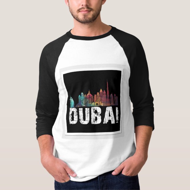 T-shirts masculinas que exibem Dubai (Frente)