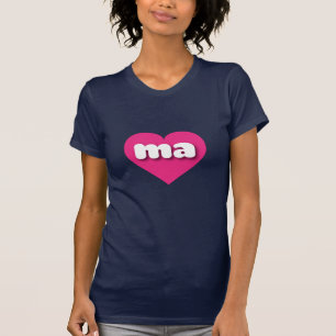 T-shirts Massachusetts Hot Pink Heart - Amor