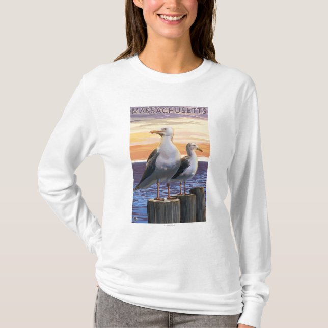 T-shirts MassachusettsSea Gulls a cena (Frente)