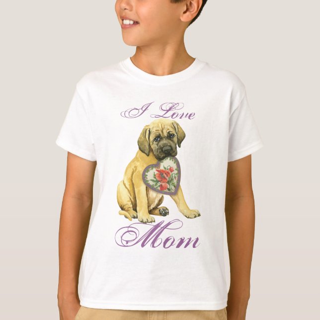 T-shirts Mastiff Hearts Mãe (Frente)