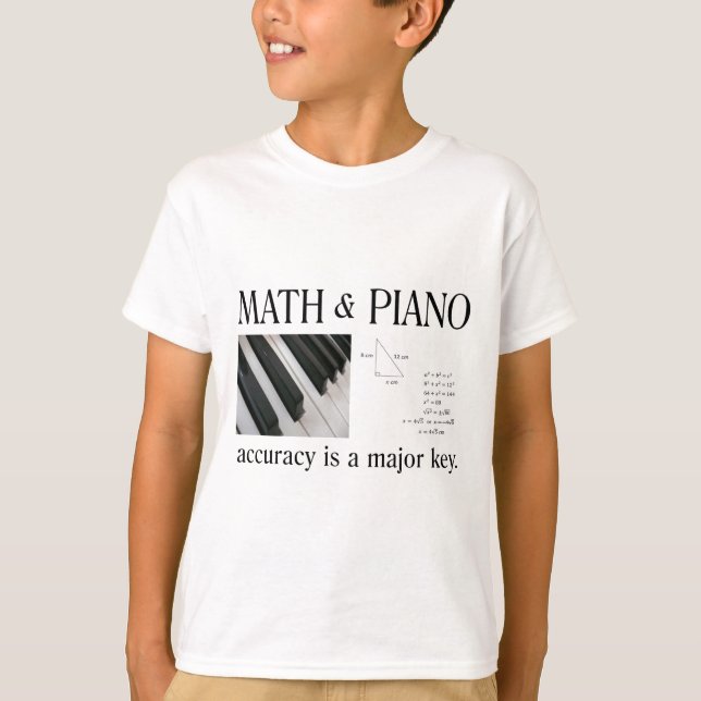 T-shirts matemática e chave principal do piano (Frente)