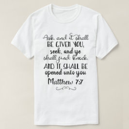 T-shirts Matthew 7:7 Pergunte, Procure, Knock Christian T-S