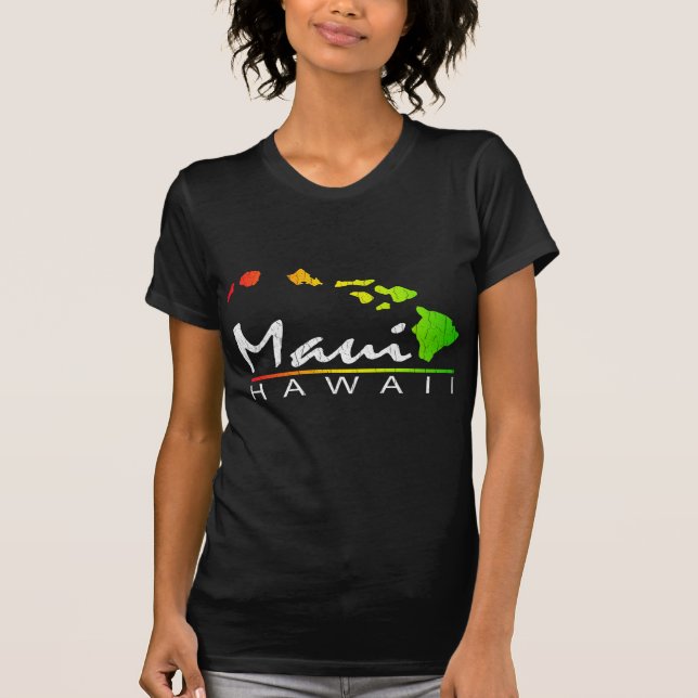 T-shirts MAUI Havaí (design afligido) (Frente)