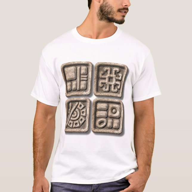 T-shirts Mayan Glyphs-stone (Frente)