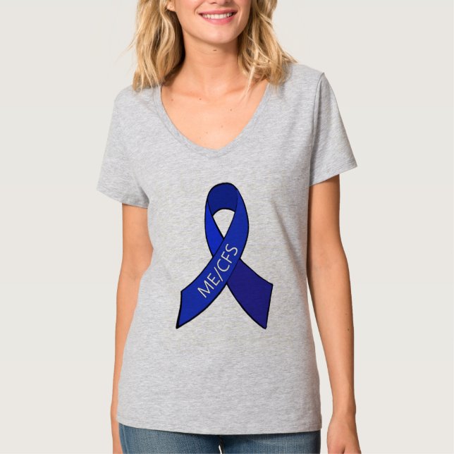 T-shirts ME/CFS Síndrome de Fadiga Crônica Fita de Sensibil (Frente)