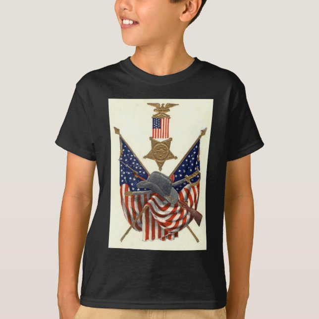 T-shirts Medalha da Guerra Civil da União de Bandeira dos E (Frente)