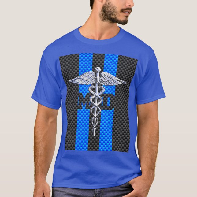 T-shirts Médico MD Caduceus Fibras de Carbono Stripes (Frente)