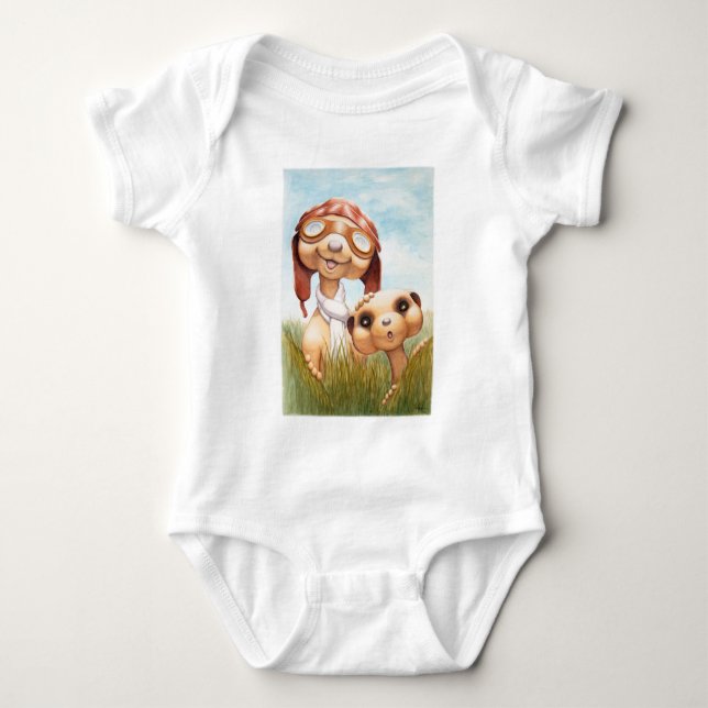 T-shirts Meerkats com Aviation Roupa Onsie (Frente)