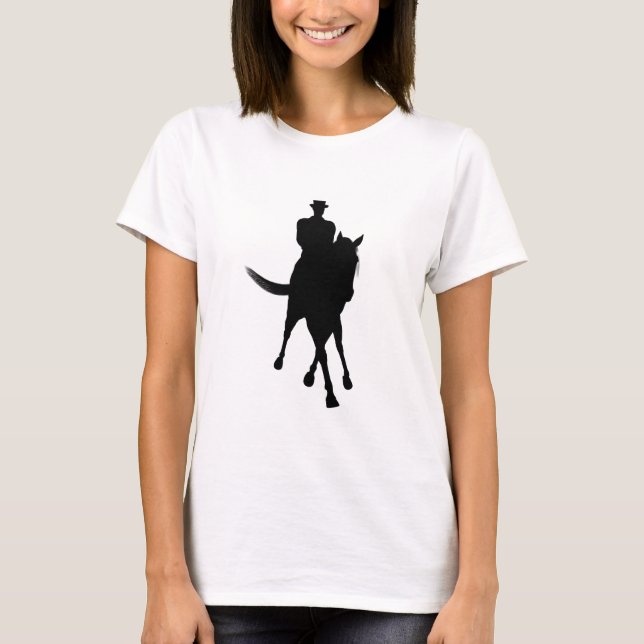 T-shirts Meia Passagem de Silhueta de Cavalo de Dressage (Frente)