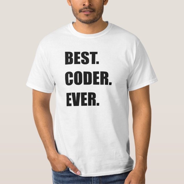 T-shirts MELHOR. CODIFICADOR. NUNCA. Humor do programador (Frente)