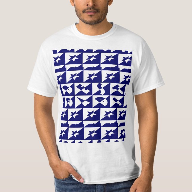 T-shirts Melhor Pai Padrão de Texto Selvagem & Estrelas Azu (Frente)