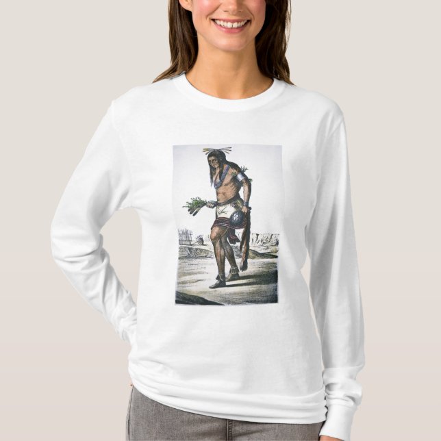 T-shirts Membro duma tribo de Zuni, 1854 (litho da cor) (Frente)