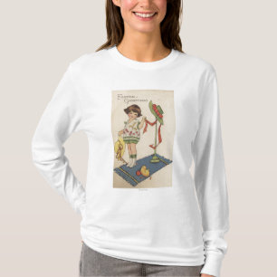T-shirts Menina com chapéu e o pintinho amarelos