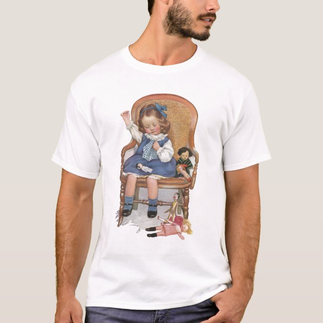 T-shirts Menina Costurando Bonecas (Frente)