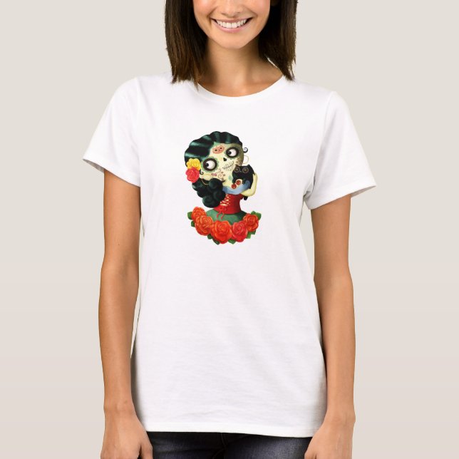 T-shirts Menina de Catrina do mexicano de Diâmetro de Los (Frente)