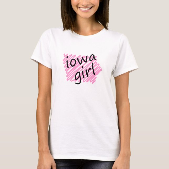 T-shirts Menina de Iowa com o mapa Scribbled de Iowa (Frente)
