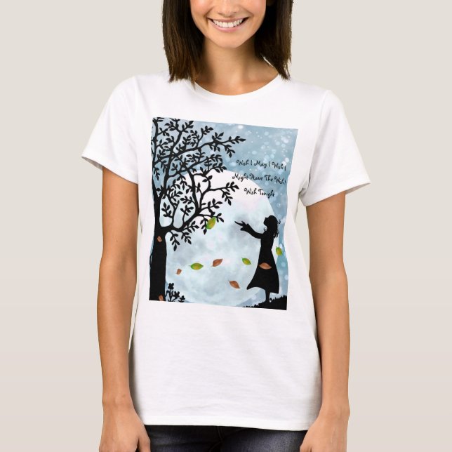 T-shirts Menina Desejando em uma Árvore (Frente)