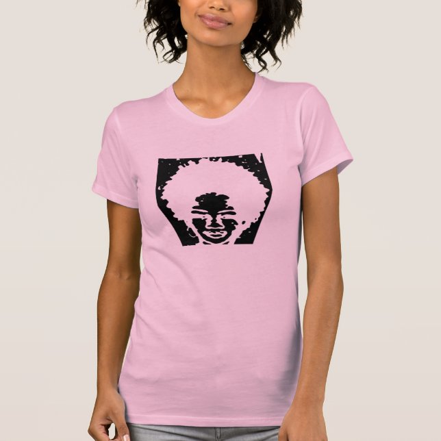 T-shirts Menina dirigida natural do Afro cor-de-rosa (Frente)