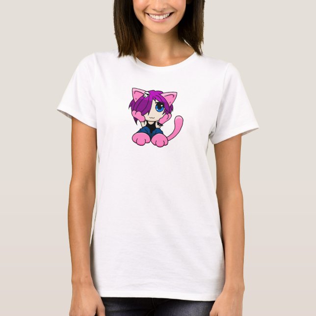 T-shirts Menina do gato de Emo (Frente)