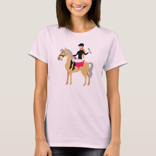 T-shirts Menina equestre rosa (Frente)