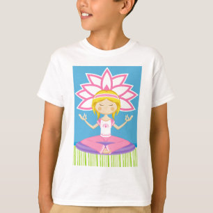 T-shirts Menina legal da ioga dos desenhos animados