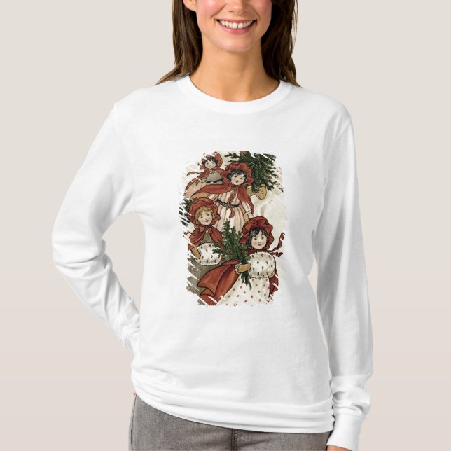 T-shirts Meninas com azevinho e a árvore de Natal (Frente)