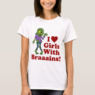 T-shirts Meninas com Cérebro Zombie