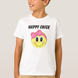 T-shirts Meninas enfrentam um Pintinho feliz