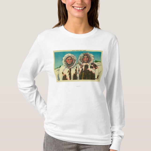T-shirts Meninas Eskimo nativas em AlaskaState (Frente)