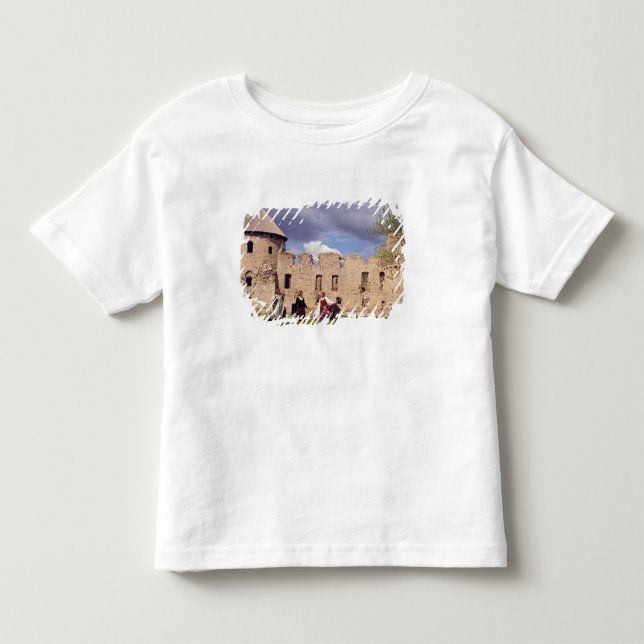 T-shirts Meninas letãs em traje tradicional, cantando (Frente)