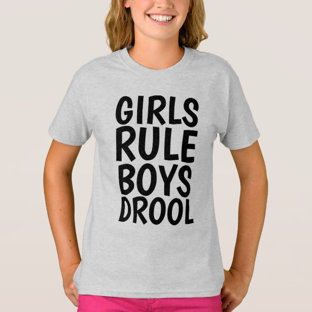 T-shirts MENINAS REGRAS RAPAZES DROOL Kids engraçados T-shi (Frente)