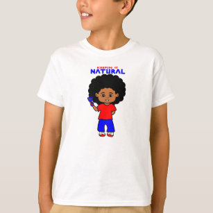 T-shirts Menino do afro-americano com desenhos animados