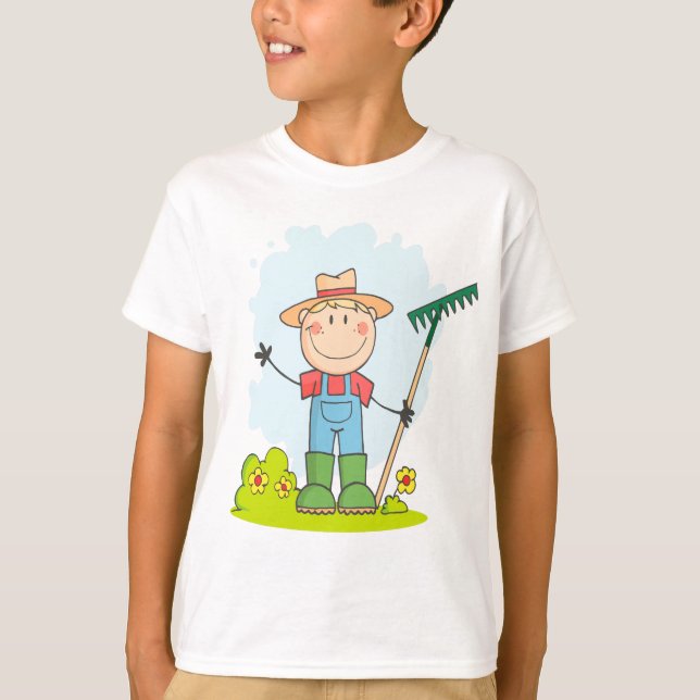 T-shirts menino jardineiro agricultor fofo em desenho de pa (Frente)
