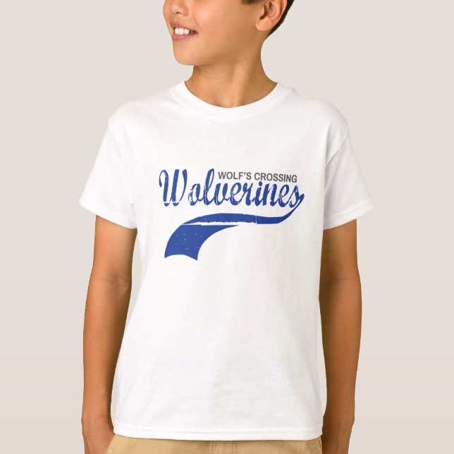 T-shirts Meninos do Raglan do basebol dos Wolverines (Frente)