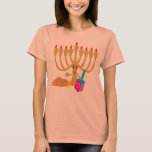 T-shirts Menorah e Dreidel bonitos<br><div class="desc">Bonito vestido de camiseta para uma festa de Chanucá,  com Menorah e Design Dreidel bonitos</div>