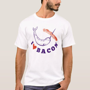 T-shirts Mens Narwhal I Love Bacon T Shirt