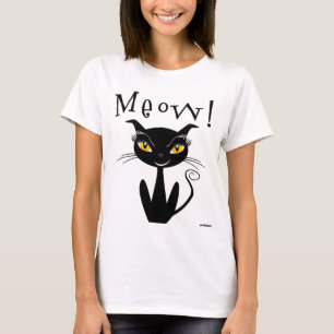 T-shirts Meow lunático do gato preto!