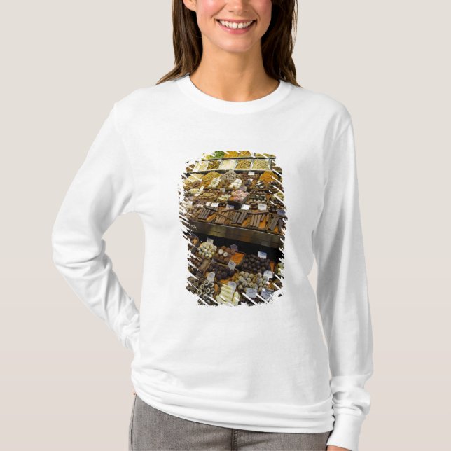 T-shirts Mercat de Sant Josep, doces sortidos de chocolate (Frente)