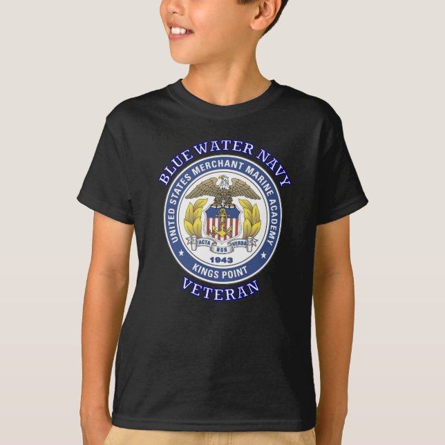 T-shirts Merchant Marine Academy Blue Water Veteran (Frente)