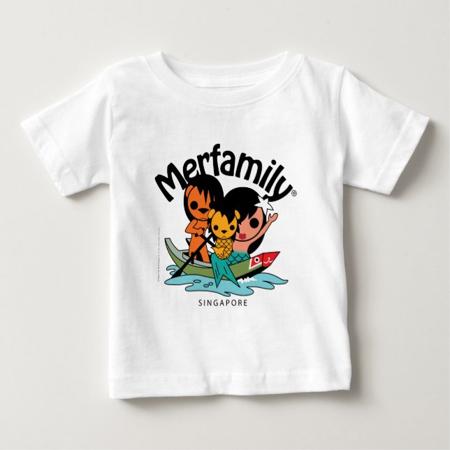 T-shirts MerFamily® Cingapura Sampan (Frente)