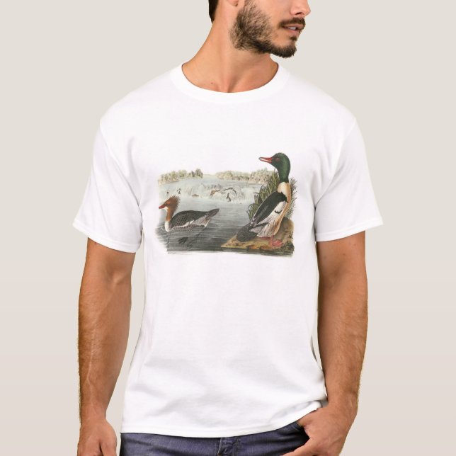 T-shirts Merganso comum por Audubon (Frente)