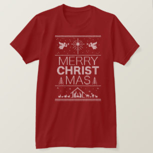 T-shirts Merry CHRISTmas Ugly Sweater Cristão Religioso